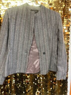 Vintage Gray Textured Open-Front Blazer